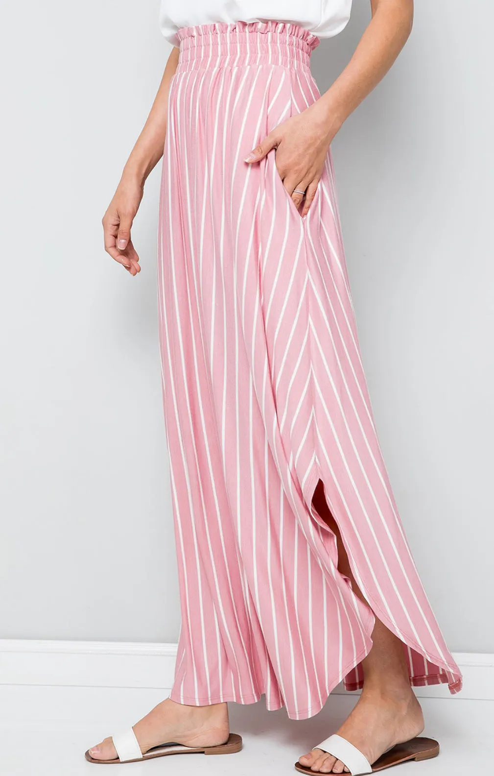 Vertical Stripe Jersey Skirt