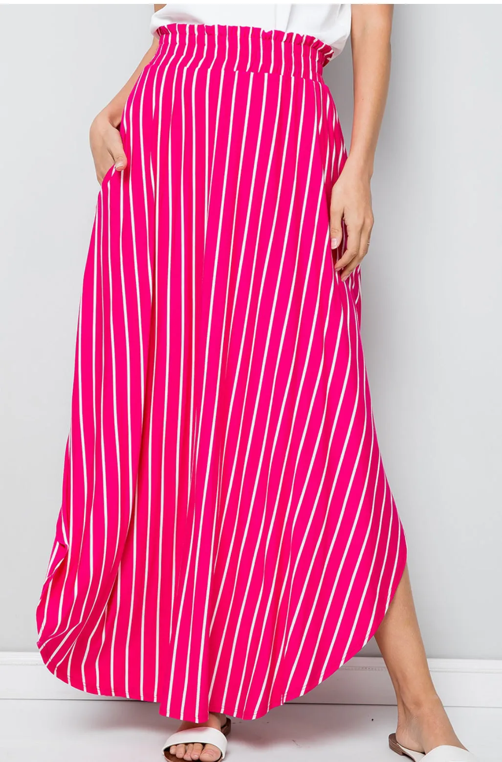 Vertical Stripe Jersey Skirt