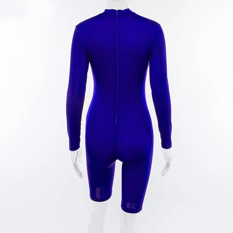 Women's Summer Elastic Long-Sleeved Turtleneck Skinny Fitness Bodysuit