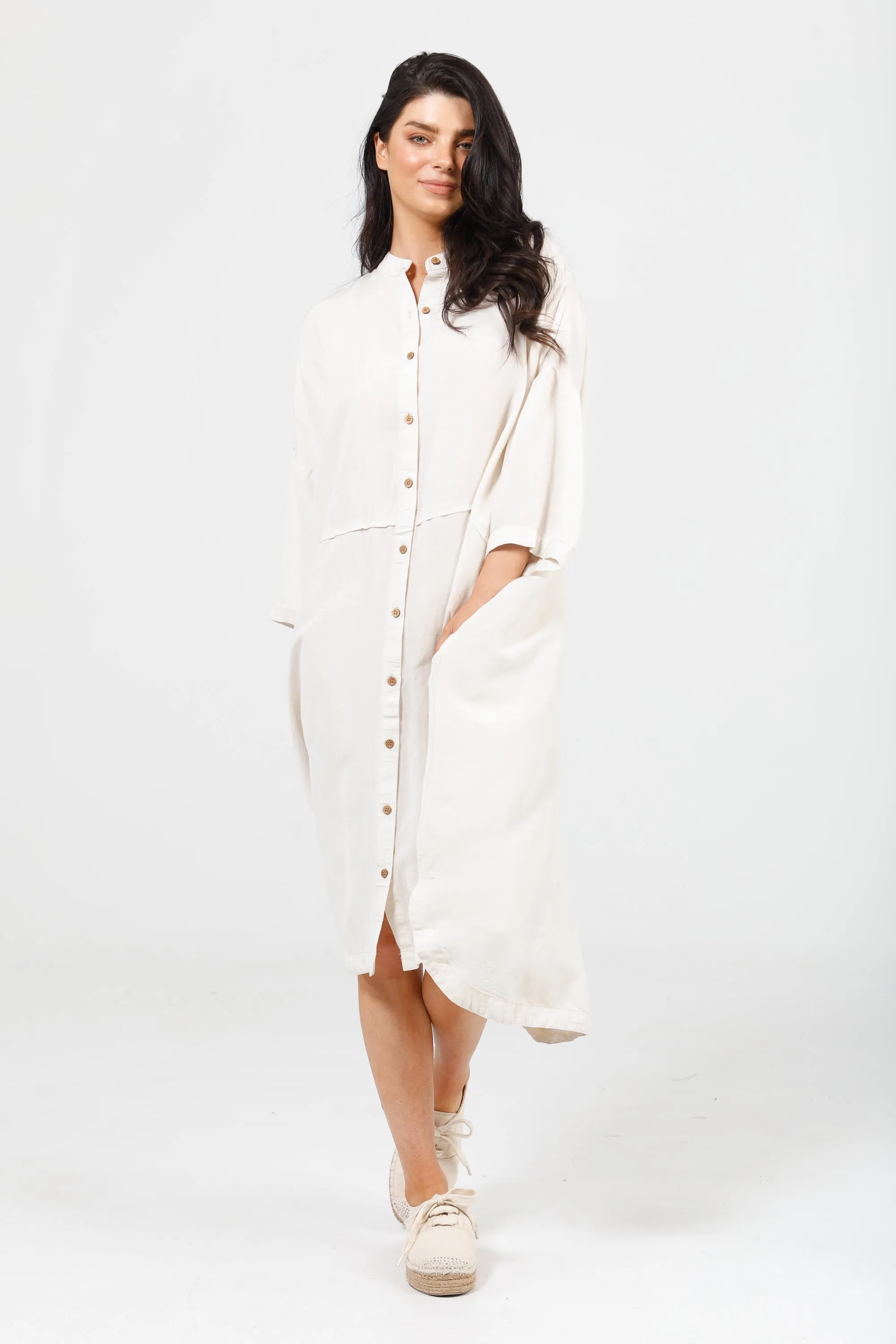 Wonder Long Sleeve Dress in Natural