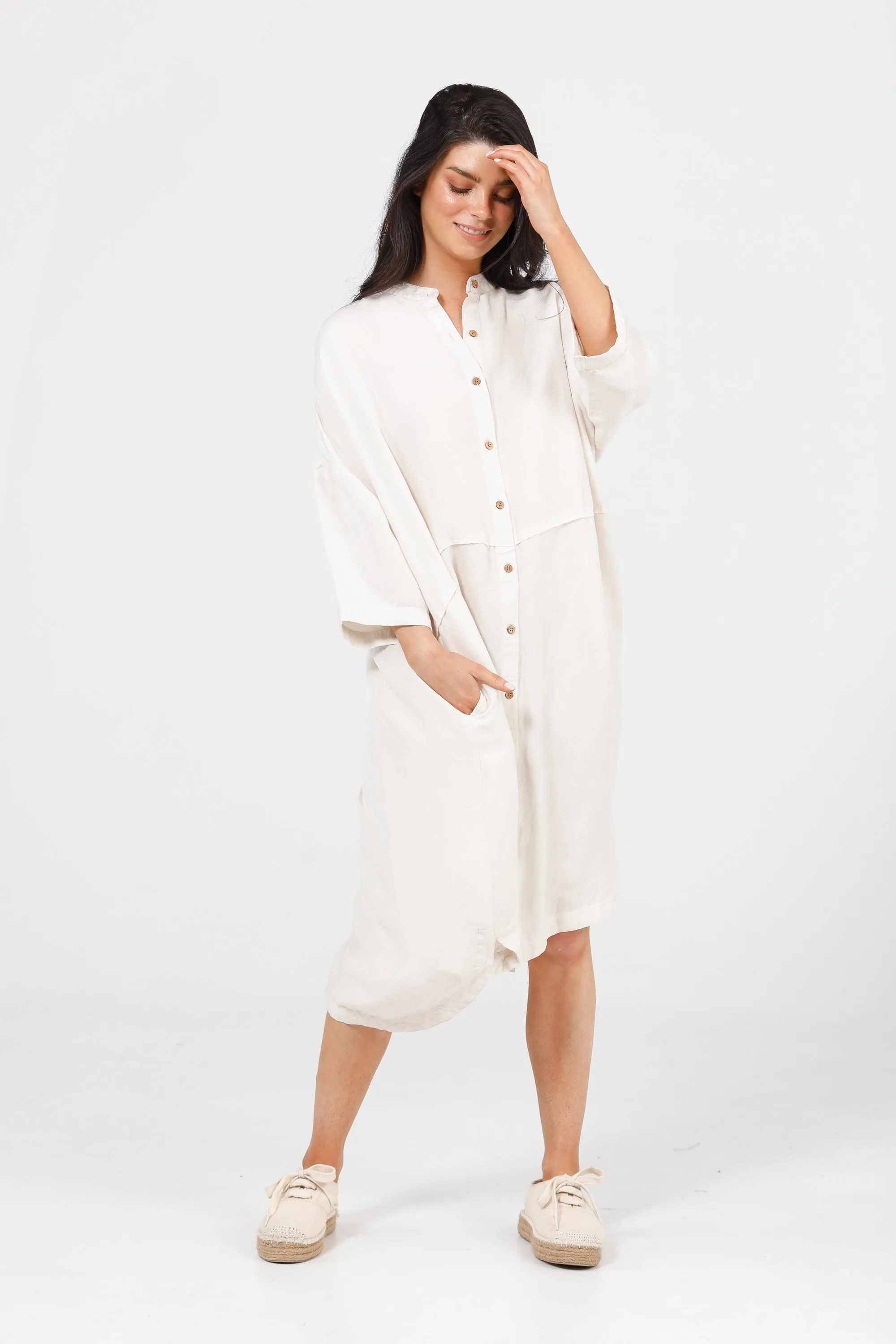 Wonder Long Sleeve Dress in Natural