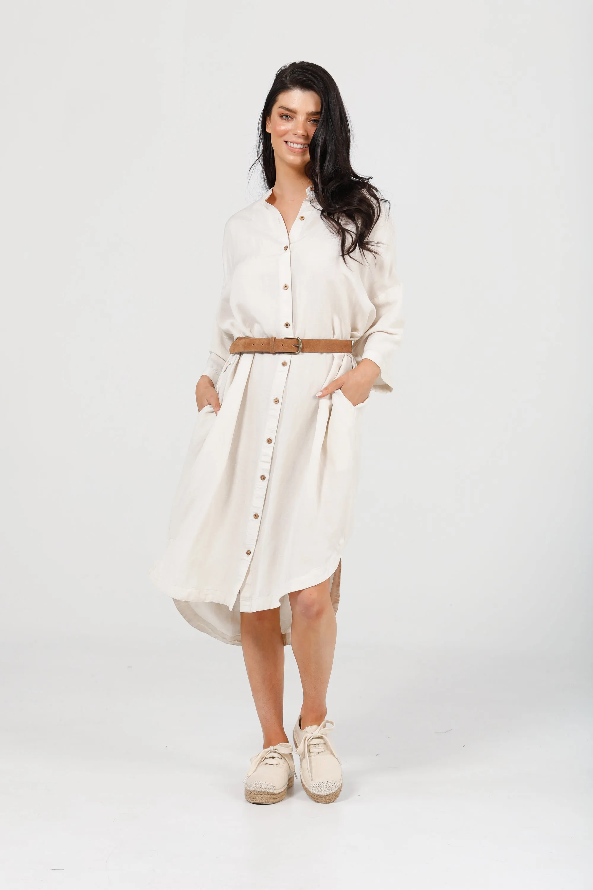Wonder Long Sleeve Dress in Natural