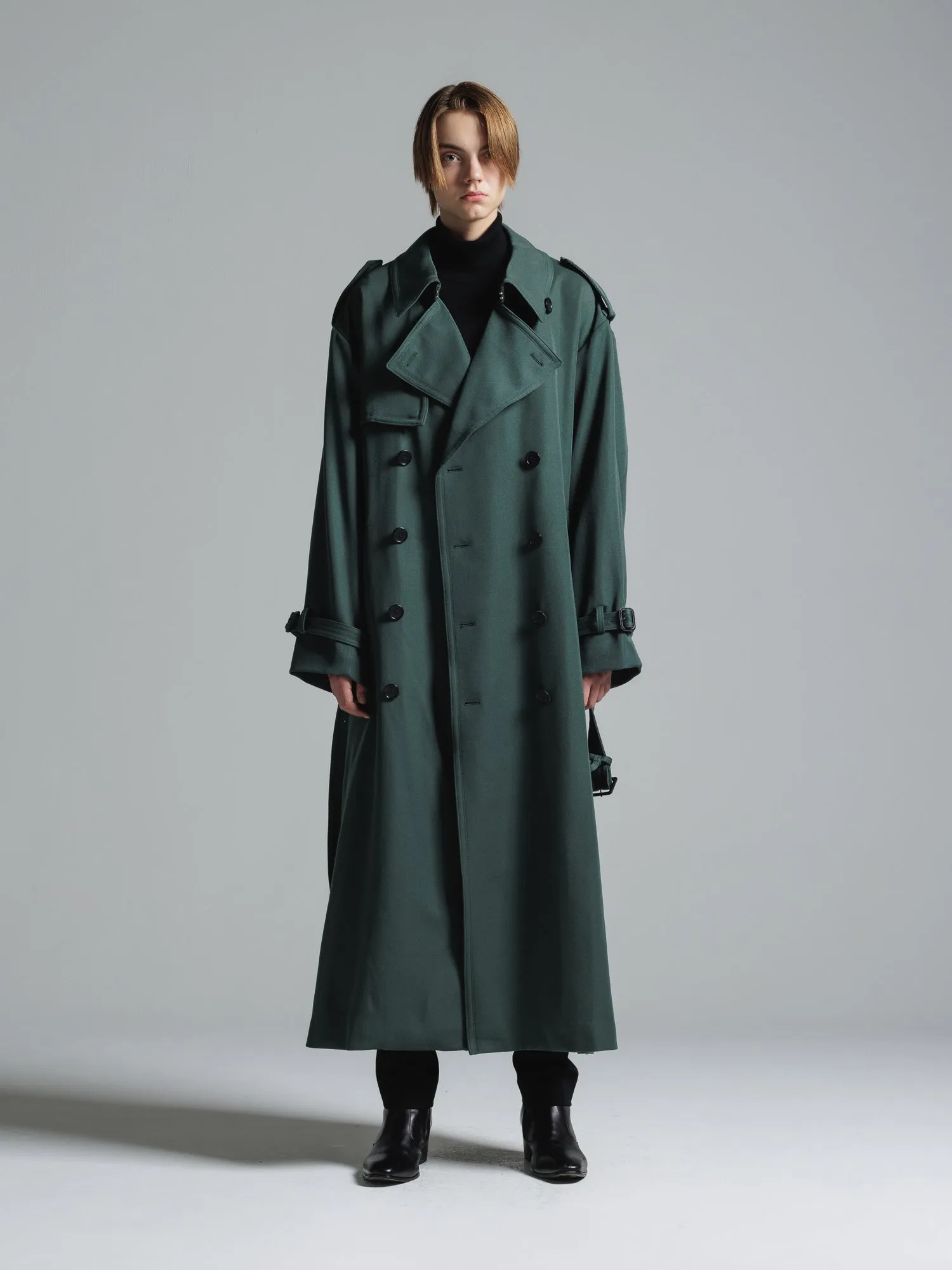 WOOL GABARDINE OVERSIZED MAXI TRENCH COAT [2024A/W]