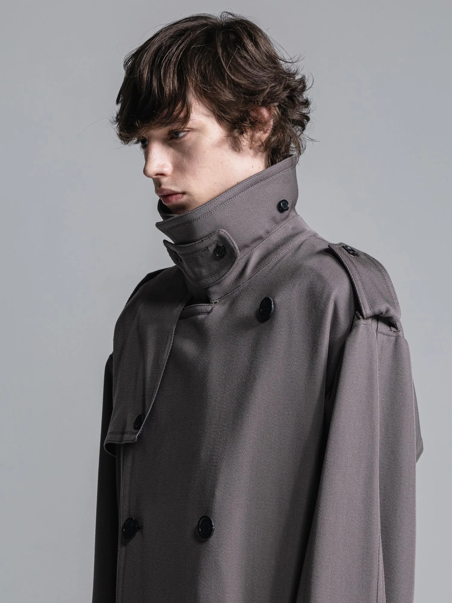 WOOL GABARDINE OVERSIZED MAXI TRENCH COAT [2024A/W]