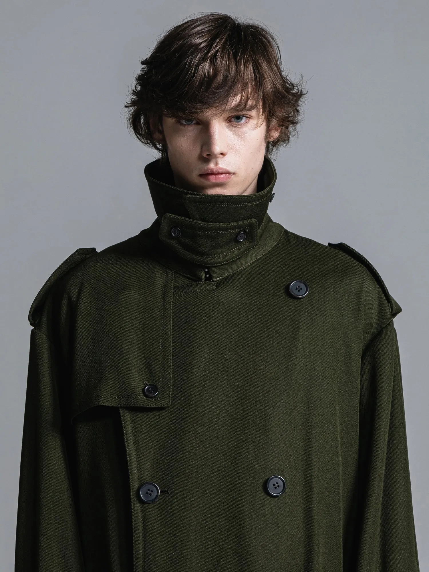 WOOL GABARDINE OVERSIZED MAXI TRENCH COAT [2024A/W]