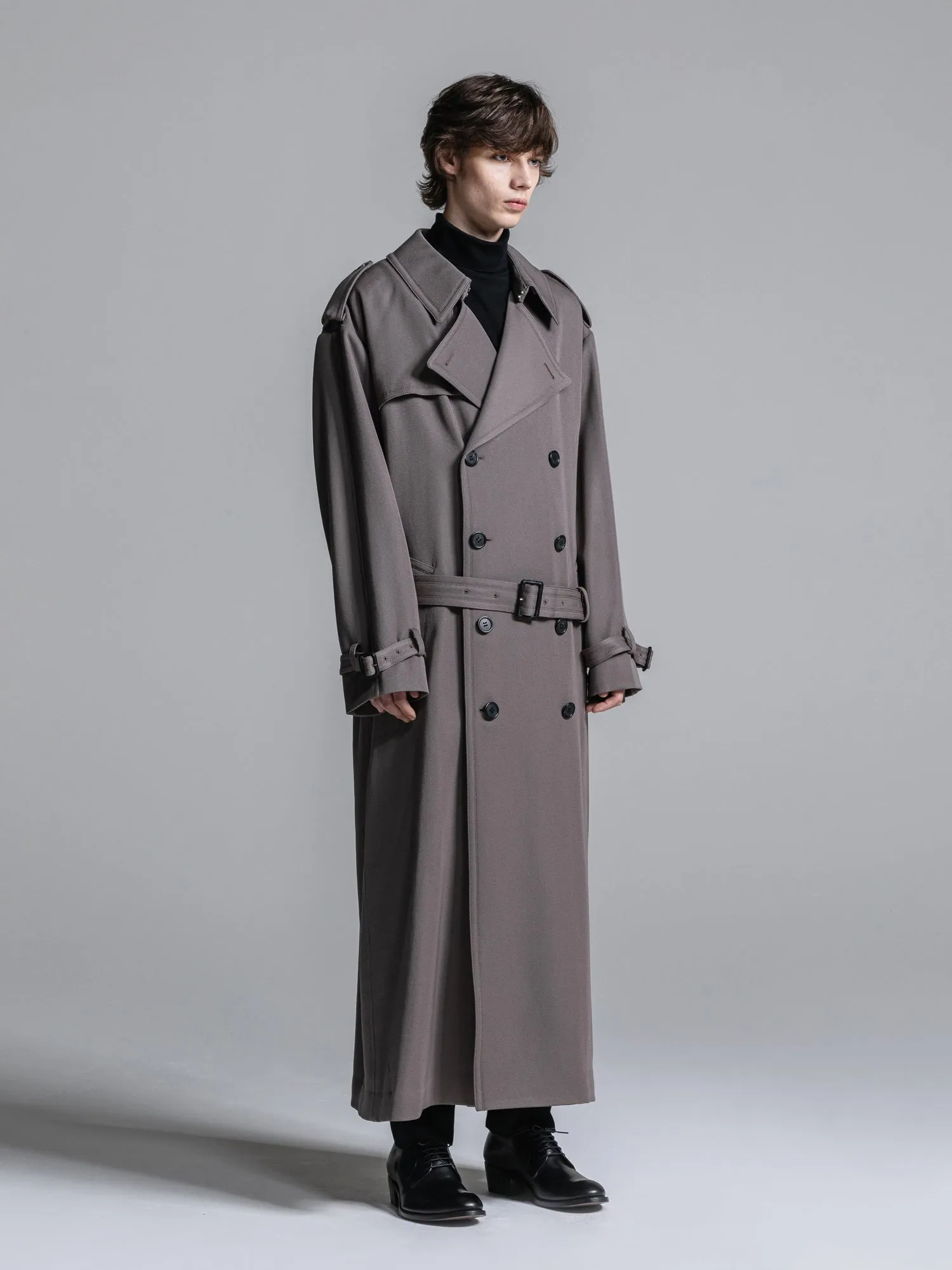 WOOL GABARDINE OVERSIZED MAXI TRENCH COAT [2024A/W]