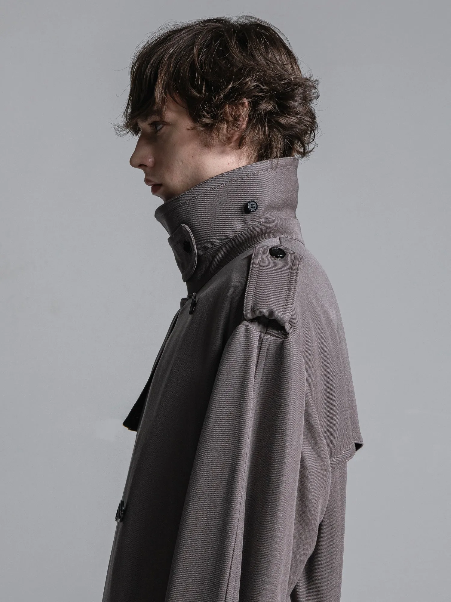 WOOL GABARDINE OVERSIZED MAXI TRENCH COAT [2024A/W]