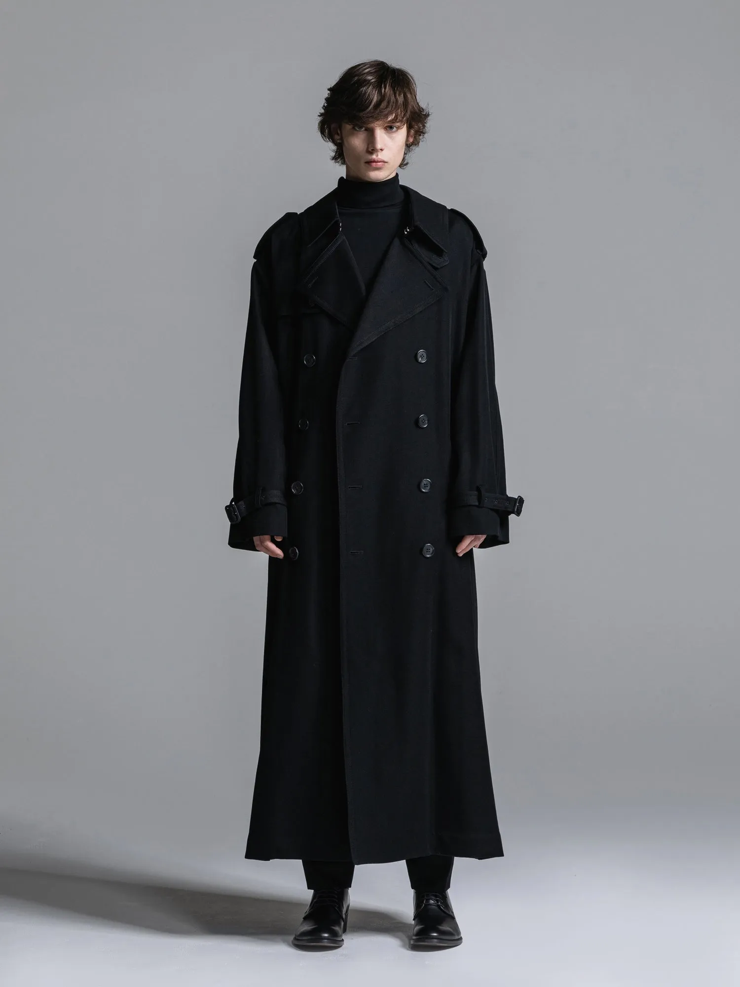 WOOL GABARDINE OVERSIZED MAXI TRENCH COAT [2024A/W]