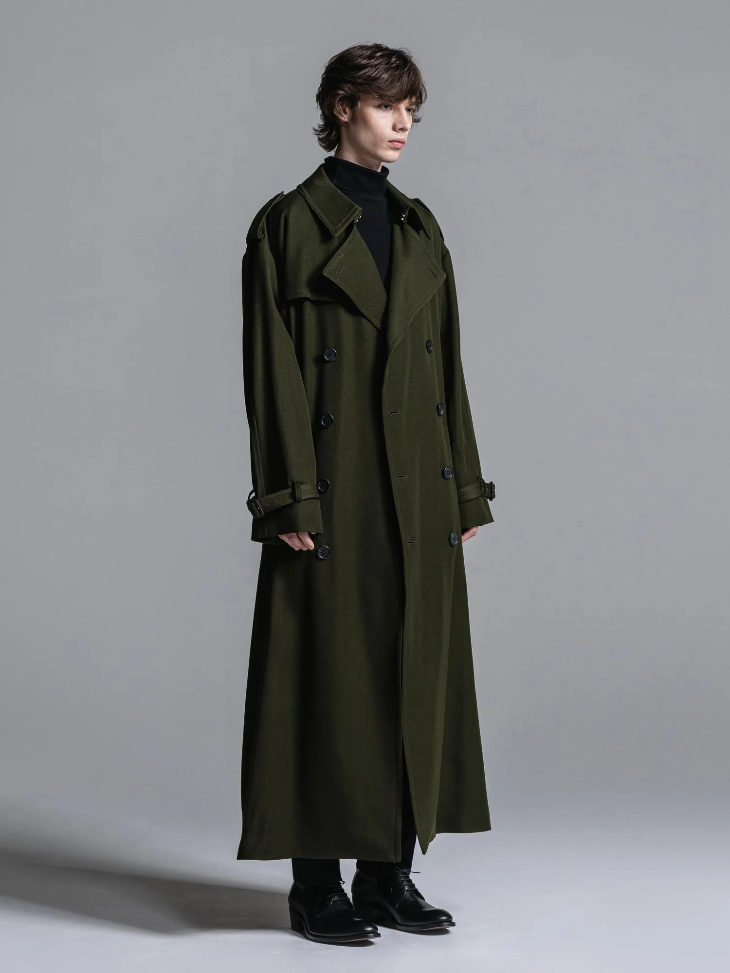 WOOL GABARDINE OVERSIZED MAXI TRENCH COAT [2024A/W]