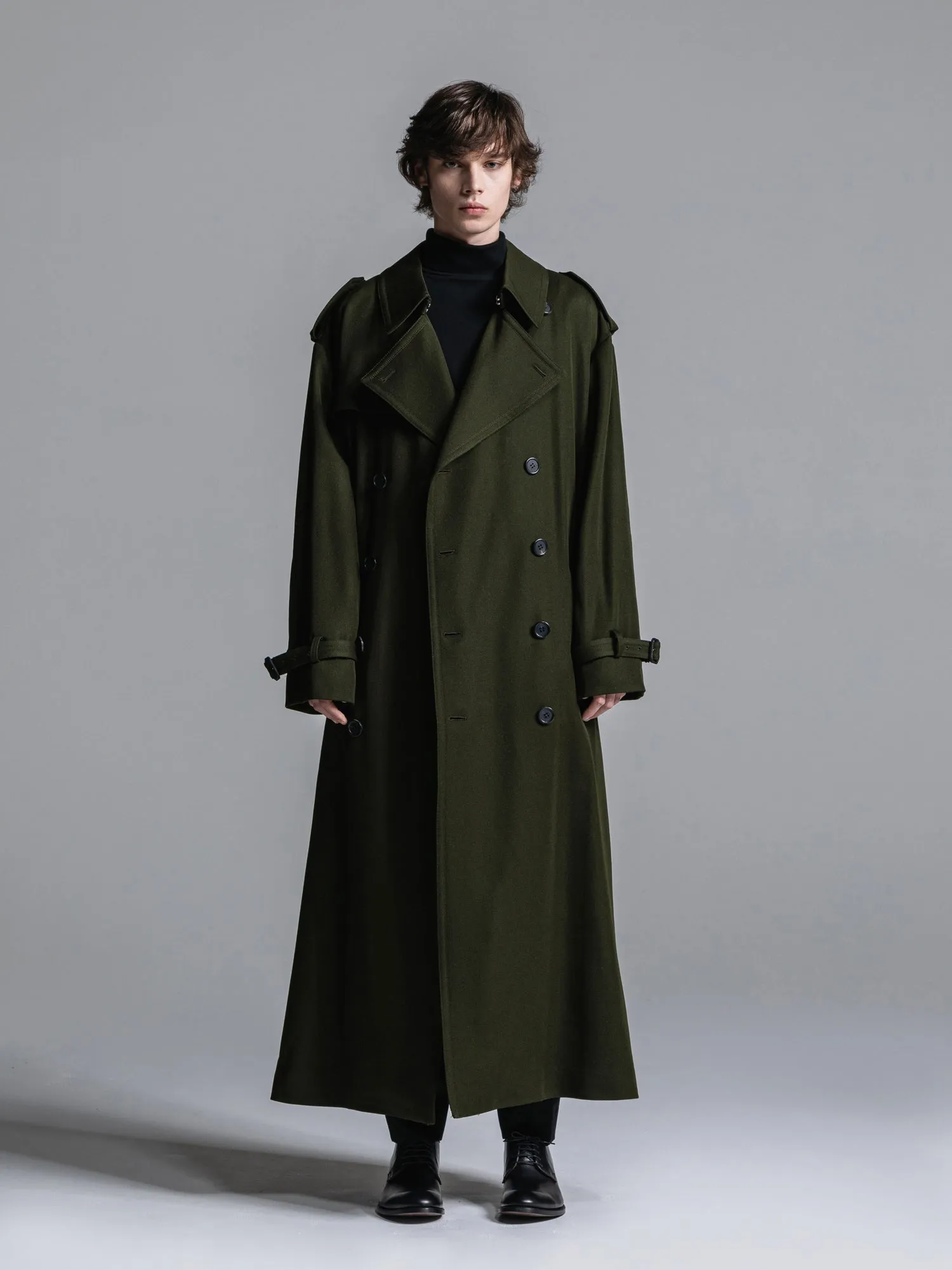 WOOL GABARDINE OVERSIZED MAXI TRENCH COAT [2024A/W]