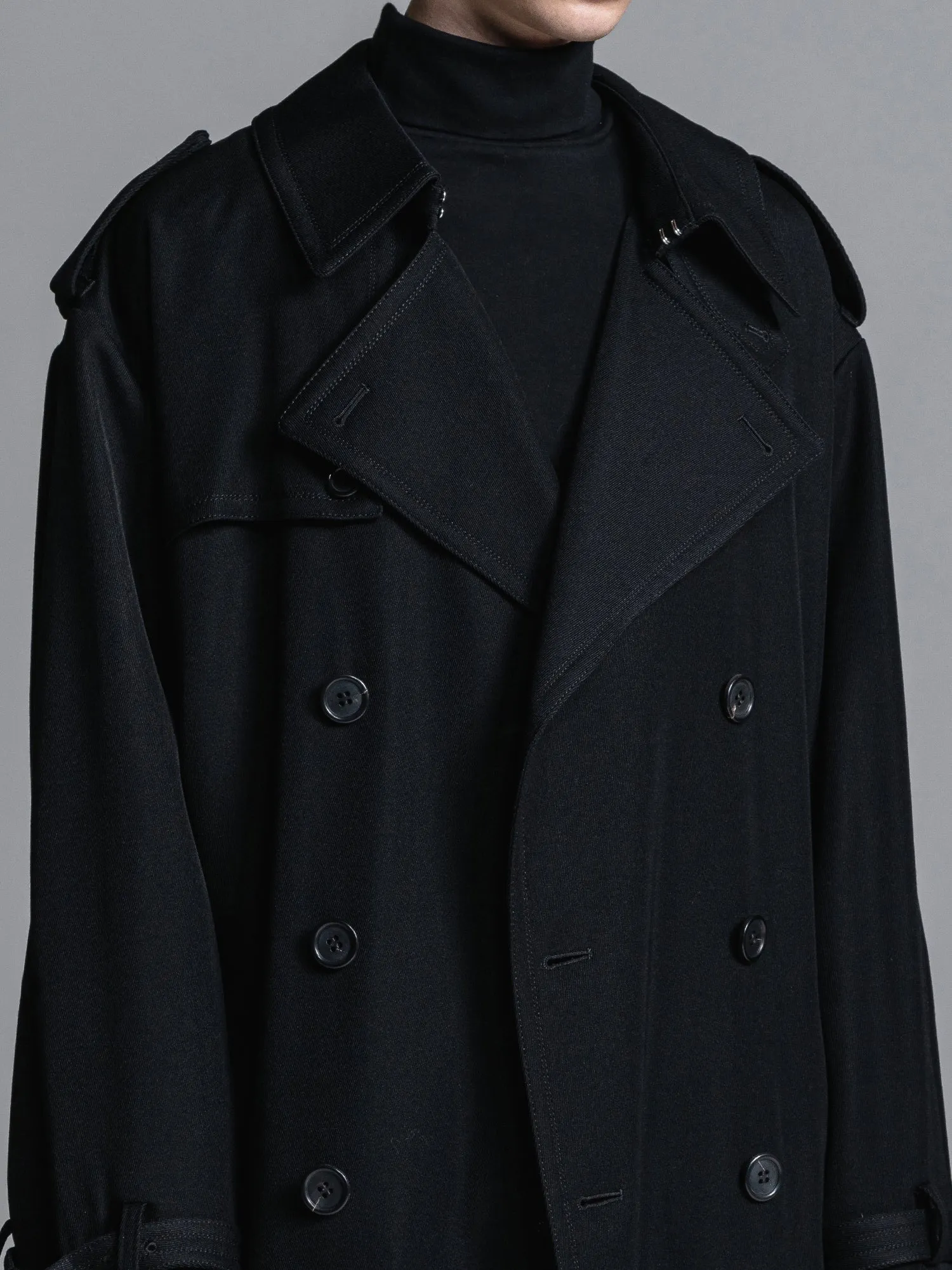 WOOL GABARDINE OVERSIZED MAXI TRENCH COAT [2024A/W]