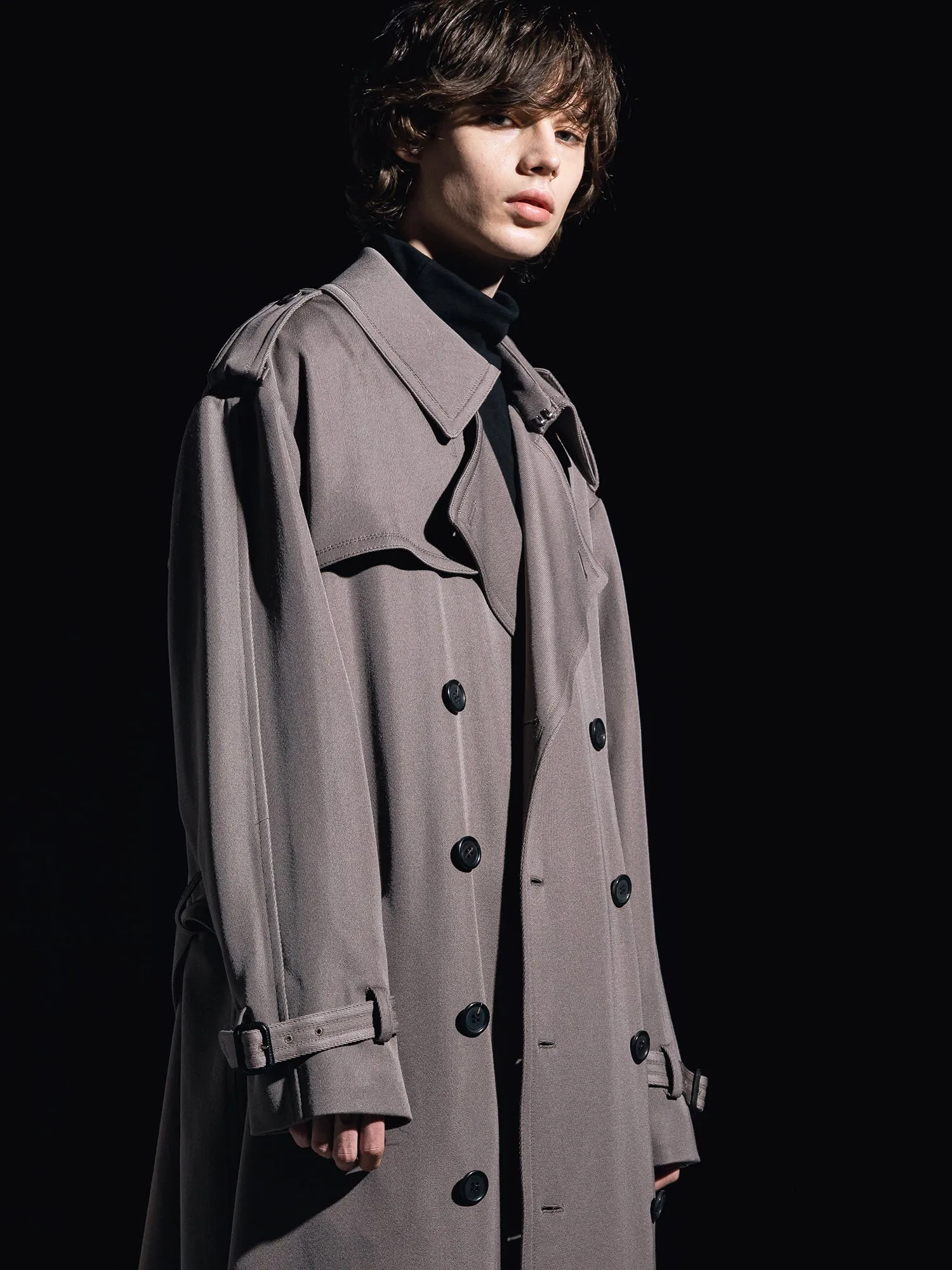 WOOL GABARDINE OVERSIZED MAXI TRENCH COAT [2024A/W]