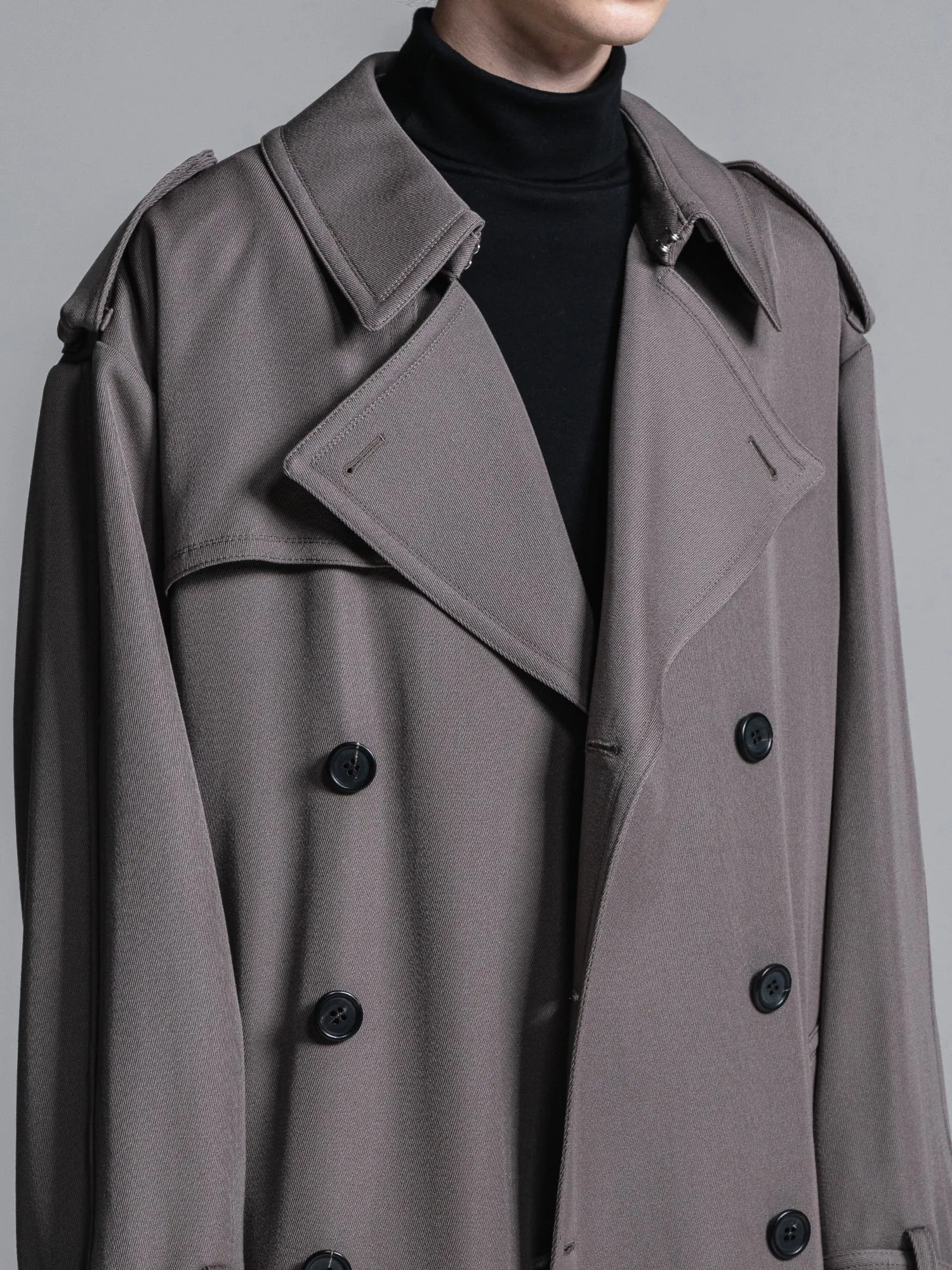 WOOL GABARDINE OVERSIZED MAXI TRENCH COAT [2024A/W]