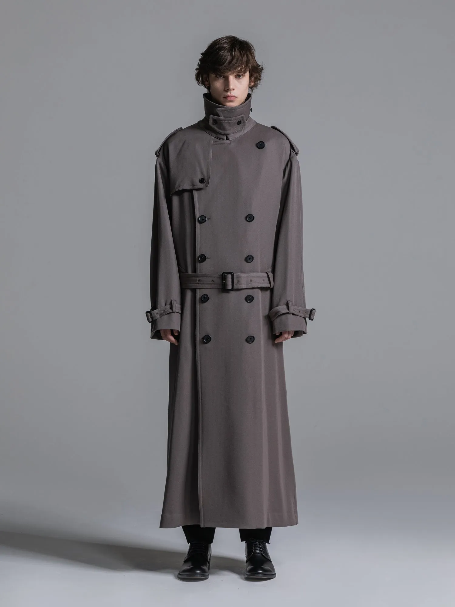 WOOL GABARDINE OVERSIZED MAXI TRENCH COAT [2024A/W]