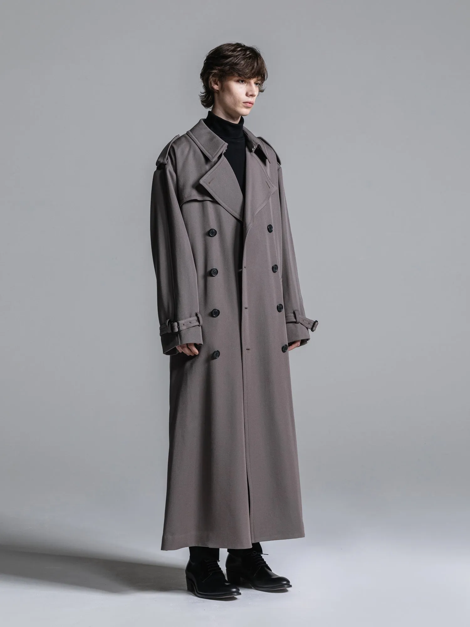 WOOL GABARDINE OVERSIZED MAXI TRENCH COAT [2024A/W]