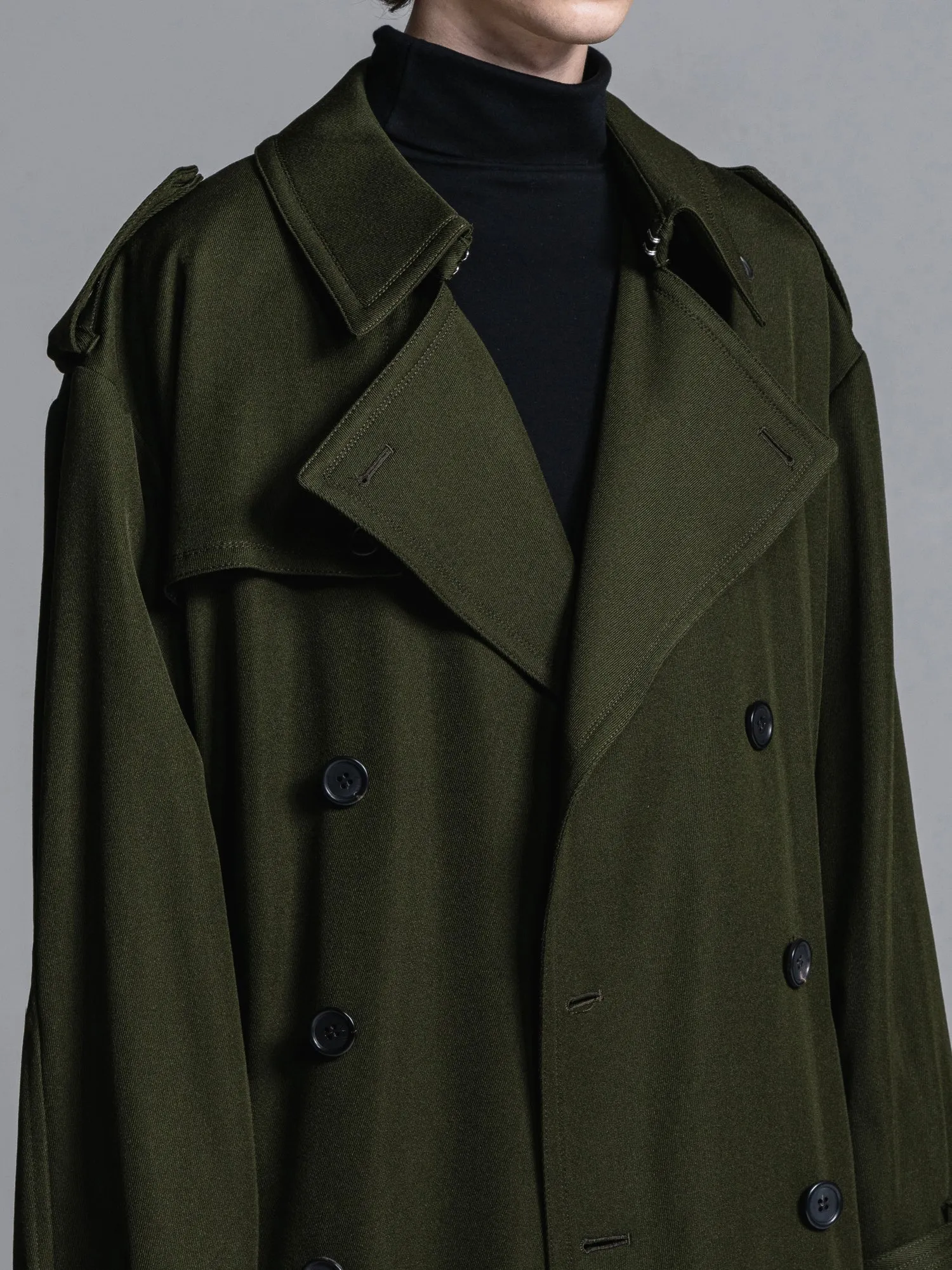 WOOL GABARDINE OVERSIZED MAXI TRENCH COAT [2024A/W]