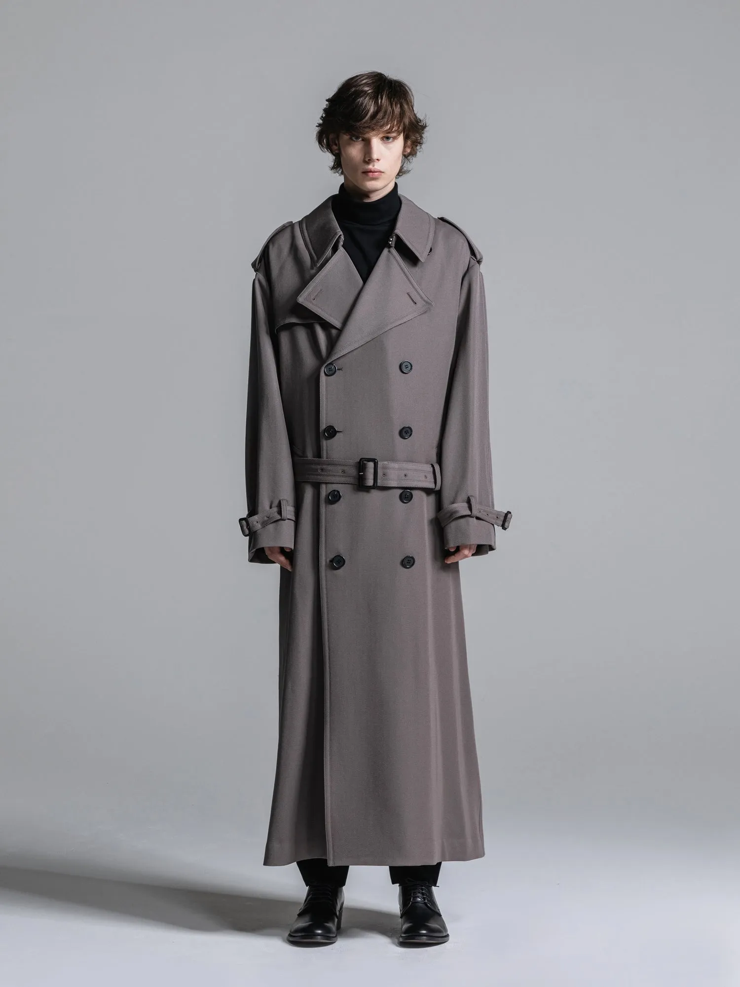 WOOL GABARDINE OVERSIZED MAXI TRENCH COAT [2024A/W]
