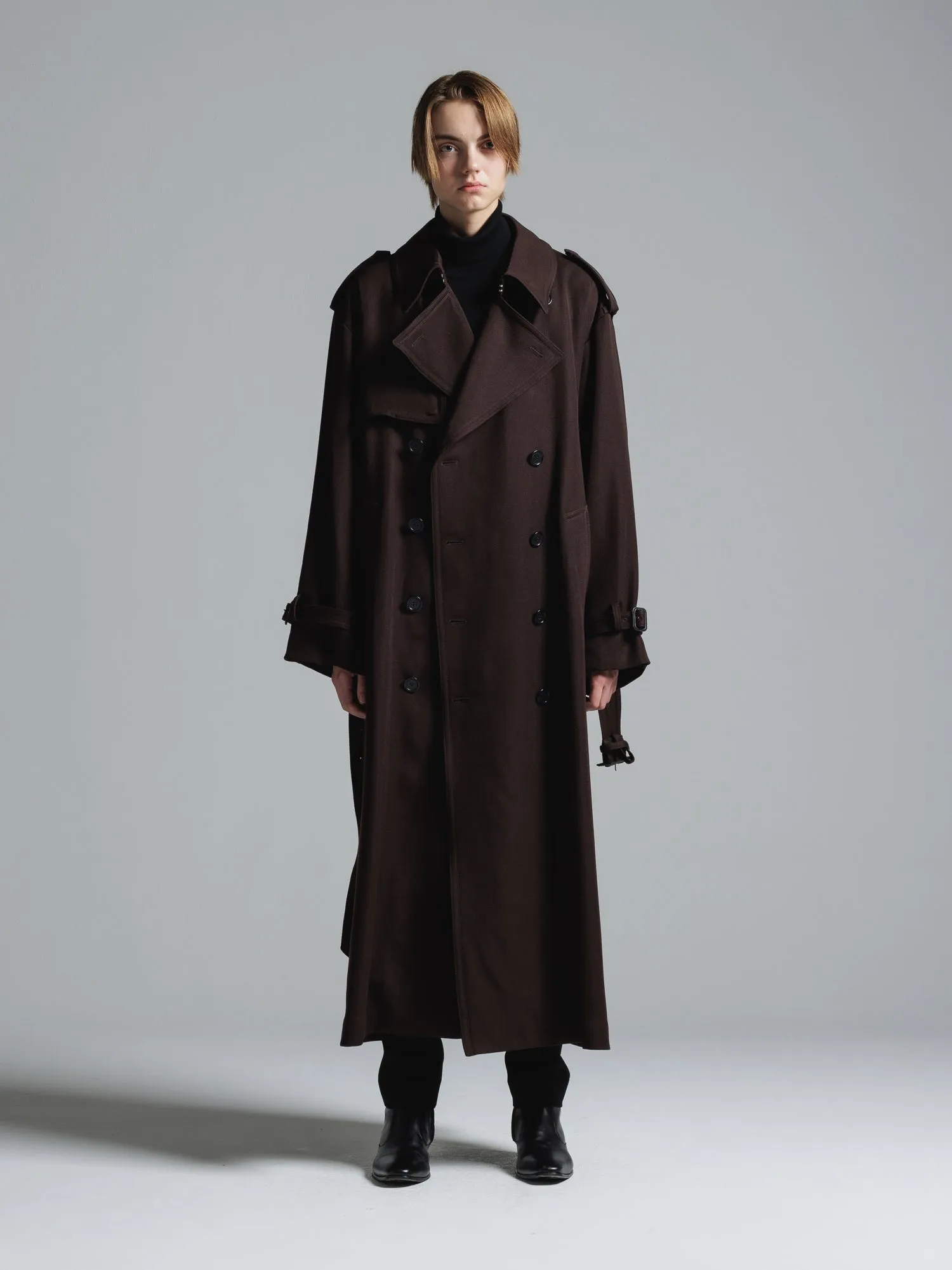 WOOL GABARDINE OVERSIZED MAXI TRENCH COAT [2024A/W]