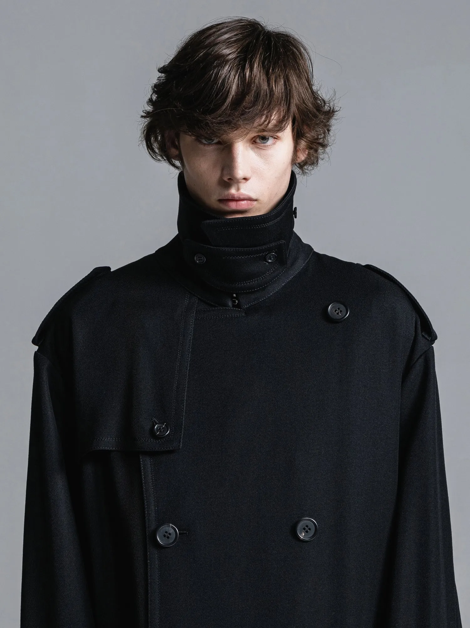 WOOL GABARDINE OVERSIZED MAXI TRENCH COAT [2024A/W]