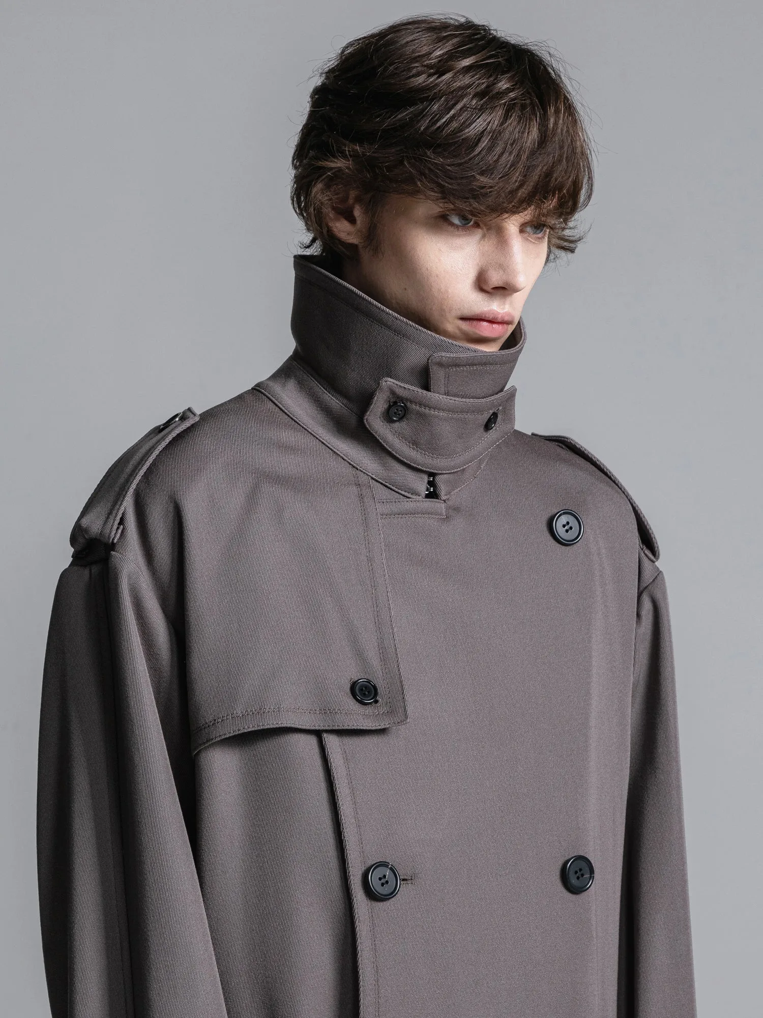 WOOL GABARDINE OVERSIZED MAXI TRENCH COAT [2024A/W]