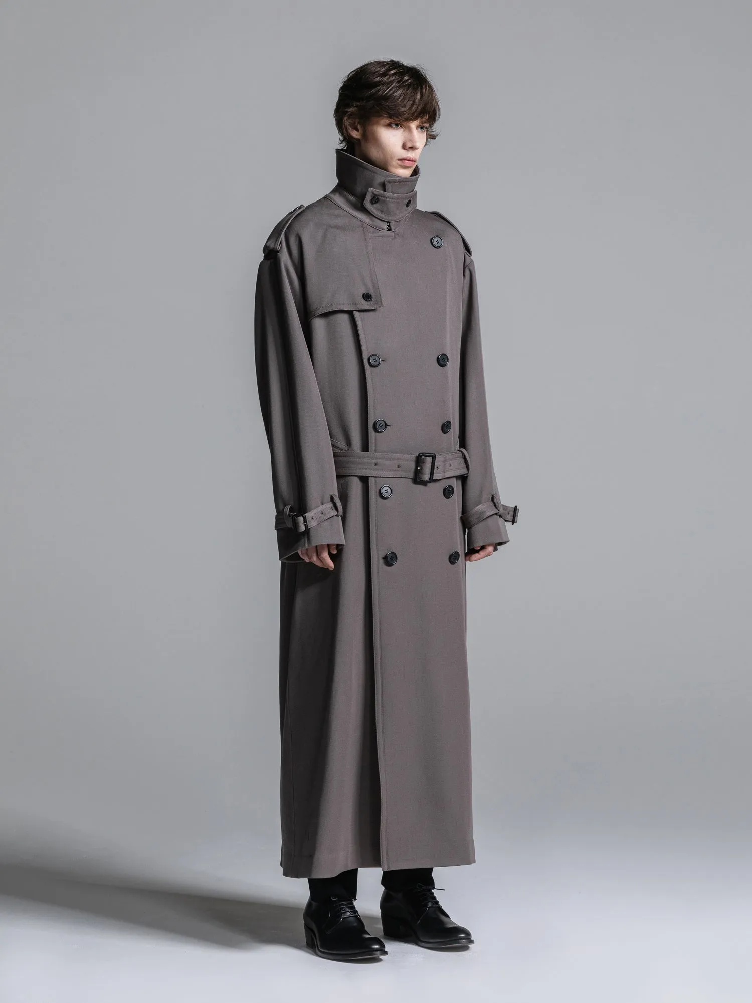 WOOL GABARDINE OVERSIZED MAXI TRENCH COAT [2024A/W]