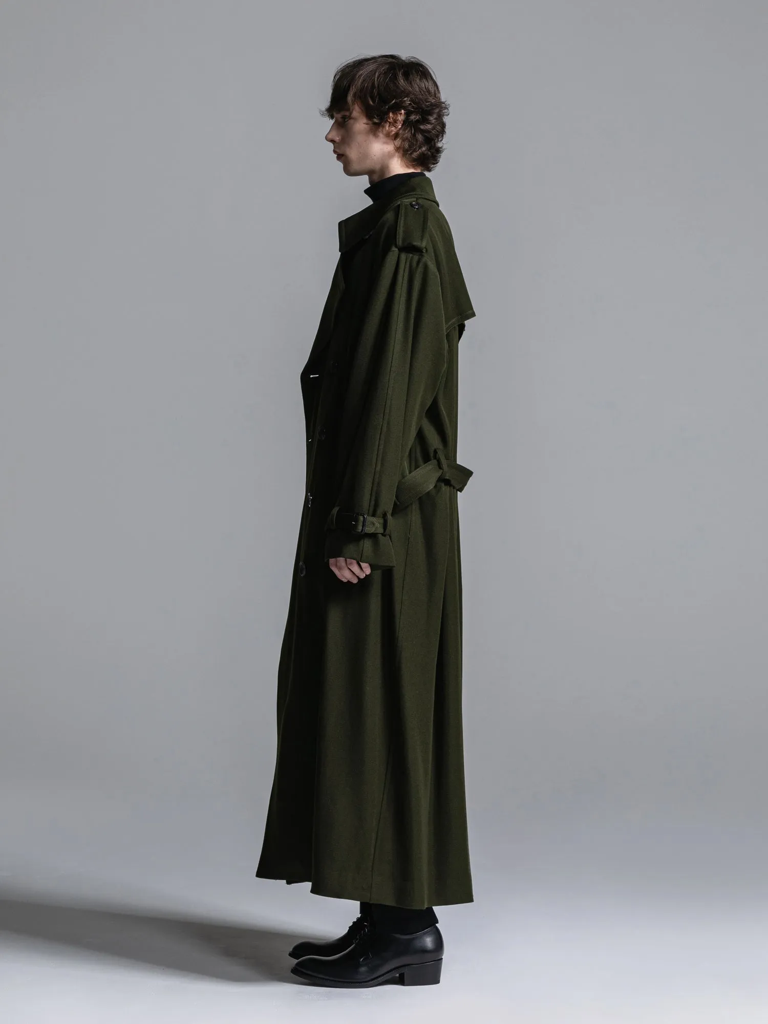 WOOL GABARDINE OVERSIZED MAXI TRENCH COAT [2024A/W]